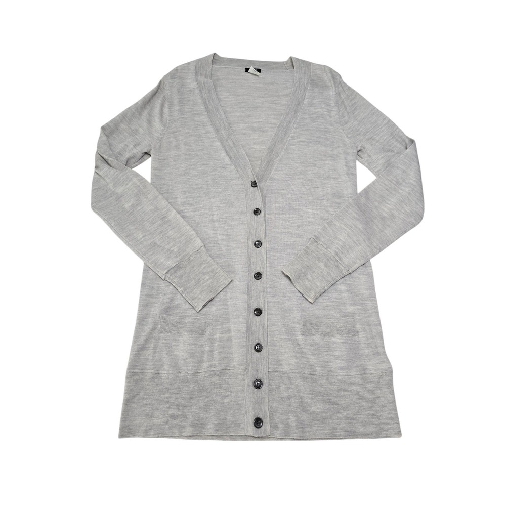 J.Crew Mens Merino‎ Wool Cardigan Sweater Light Gray Heather 18169 FA09 Large